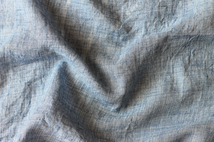 close up gray crumpled linen background